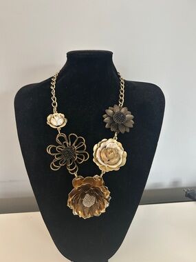 Gold-Tone Multi-Flower Statement Necklace - Women Jewelry